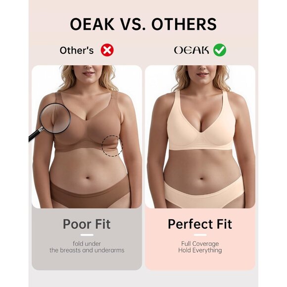 Women’s Deep V Wireless Bra Supportive Seamless T-Shirt Plunge Bralette Small - Picture 4 of 8